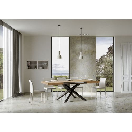 Table Extensible 90x120/224 Cm Volantis Chêne Nature Cadre Anthracite