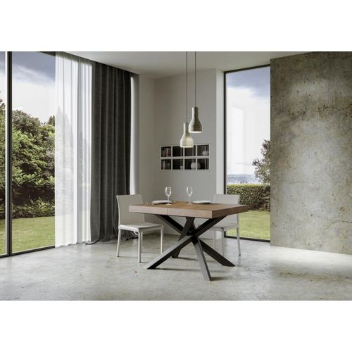 Table Extensible 90x120/224 Cm Volantis Noyer Cadre Anthracite