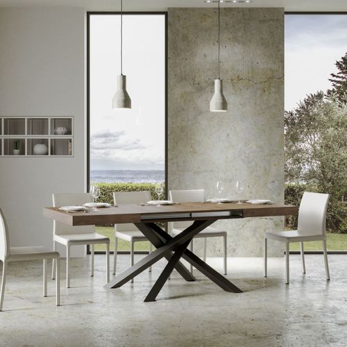 Table Extensible 90x140/244 Cm Volantis Noyer Cadre Anthracite
