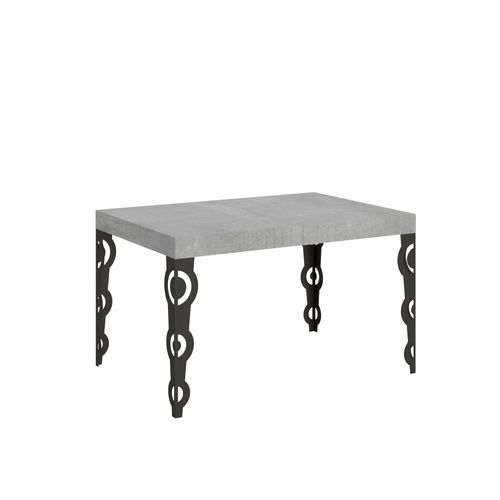 Table Extensible 90x120/224 Cm Karamay Gris Béton Cadre Anthracite