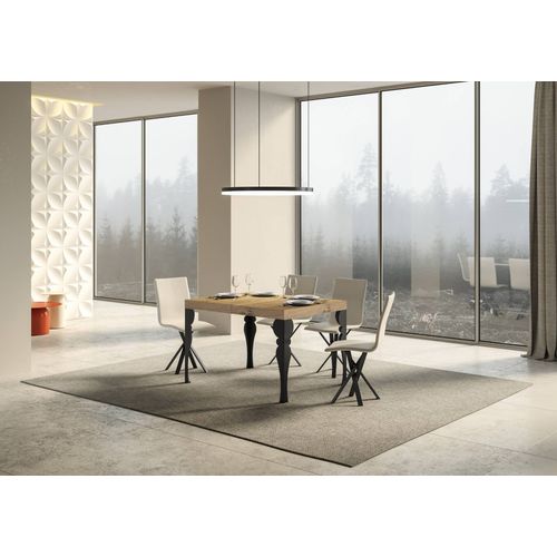 Table Extensible 90x120/224 Cm Paxon Chêne Nature Cadre Anthracite