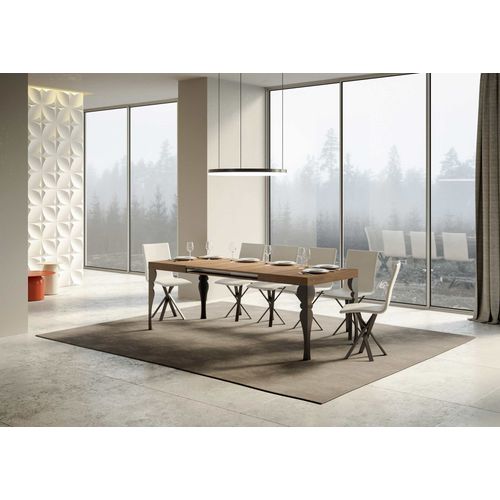 Table Extensible 90x120/224 Cm Paxon Chêne Nature Cadre Anthracite