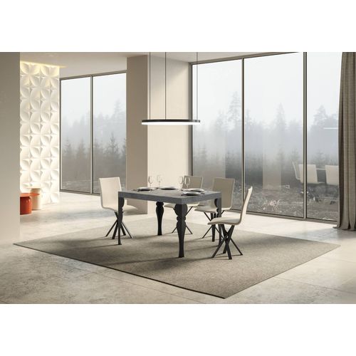 Table Extensible 90x140/244 Cm Paxon Gris Béton Cadre Anthracite