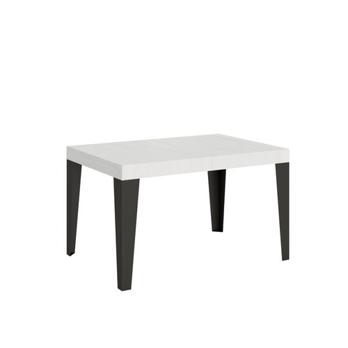 Table Extensible 90x120/224 Cm Flame Frêne Blanc Cadre Anthracite