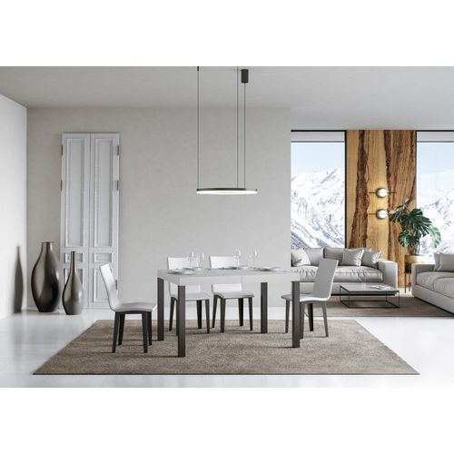 Table Extensible 90x140/244 Cm Everyday Frêne Blanc Cadre Anthracite