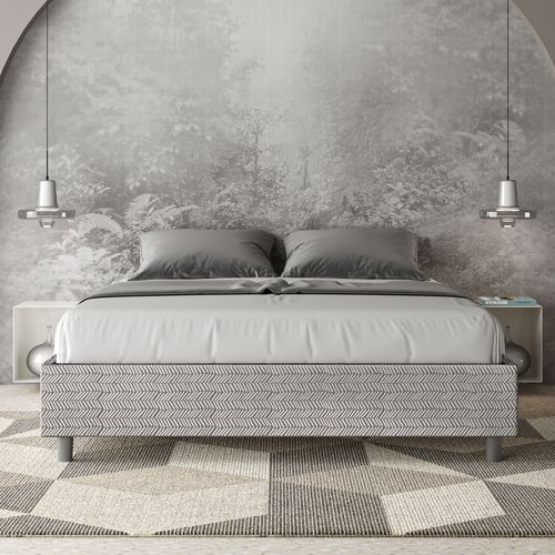 Lit Avec Sommier Rembourré 160x200 Tissu Aragona 1 Blanc Azelia