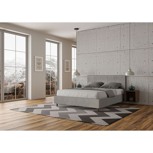 Lit Sans Sommier Rembourré 160x210 Tissu Labirinto 02 Gris Adele