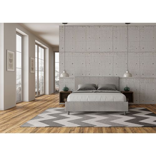 Lit Avec Sommier Rembourré 160x210 Tissu Labirinto 02 Gris Adele