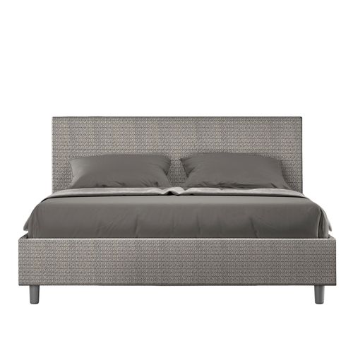 Lit Avec Sommier Rembourré 160x210 Tissu Labirinto 02 Gris Adele