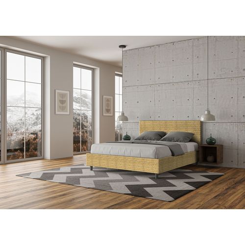 Lit Sans Sommier Rembourré 160x190 Tissu Aragona 3 Jaune Adele