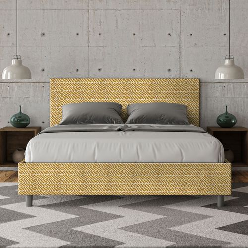 Lit Sans Sommier Rembourré 160x190 Tissu Aragona 3 Jaune Adele