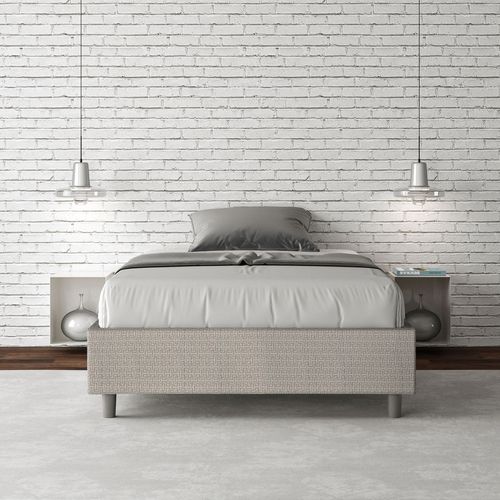 Cadre De Lit 1 Place Et Demi Coffre Rembourré 120x190 Tissu Labirinto 1 Blanc Azelia