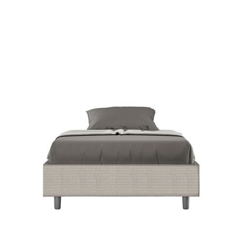 Cadre De Lit 1 Place Et Demi Coffre Rembourré 120x190 Tissu Labirinto 1 Blanc Azelia