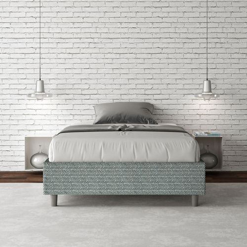 Cadre De Lit 1 Place Et Demi Sans Sommier Rembourré 120x190 Tissu Aragona 7 Bleu Clair Azelia