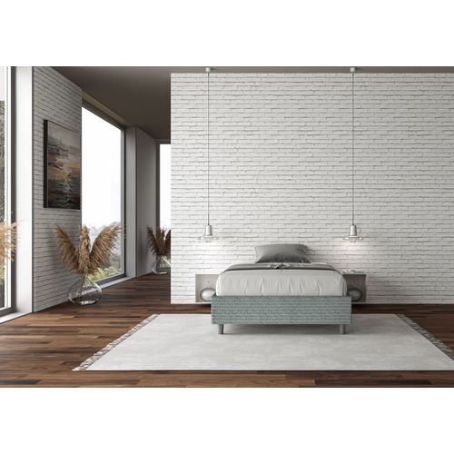 Cadre De Lit 1 Place Et Demi Sans Sommier Rembourré 120x190 Tissu Aragona 7 Bleu Clair Azelia