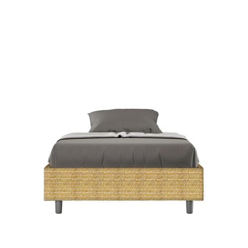 Cadre De Lit 1 Place Et Demi Avec Sommier Rembourré 120x190 Tissu Aragona 3 Jaune Azelia