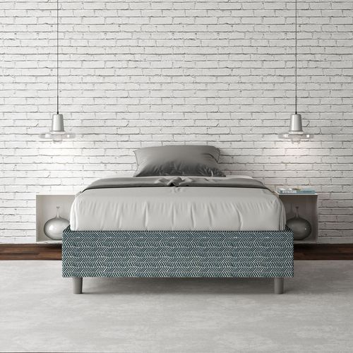 Cadre De Lit 1 Place Et Demi Avec Sommier Rembourré 120x190 Tissu Aragona 8 Bleu Azelia