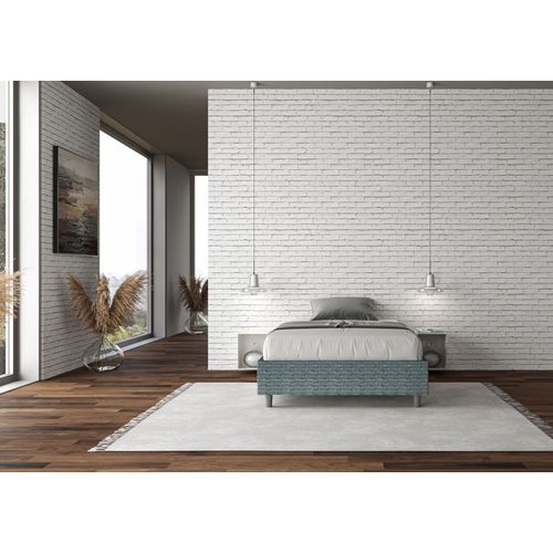 Cadre De Lit 1 Place Et Demi Avec Sommier Rembourré 120x190 Tissu Aragona 8 Bleu Azelia