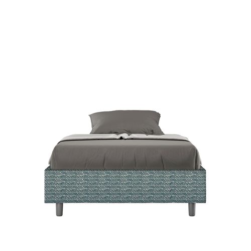 Cadre De Lit 1 Place Et Demi Avec Sommier Rembourré 120x190 Tissu Aragona 8 Bleu Azelia