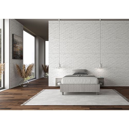 Cadre De Lit 1 Place Et Demi Coffre Rembourré 120x190 Tissu Aragona 1 Blanc Azelia