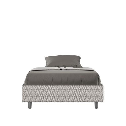 Cadre De Lit 1 Place Et Demi Coffre Rembourré 120x190 Tissu Aragona 1 Blanc Azelia