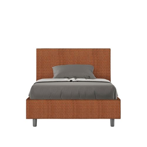 Lit 1 Place Et Demi Avec Sommier Rembourré 120x190 Tissu Labirinto 4 Orange Adele