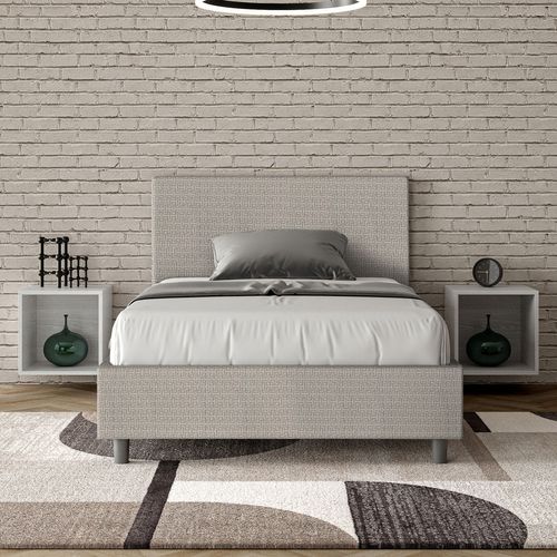 Lit 1 Place Et Demi Coffre Rembourré 120x190 Tissu Labirinto 1 Blanc Adele