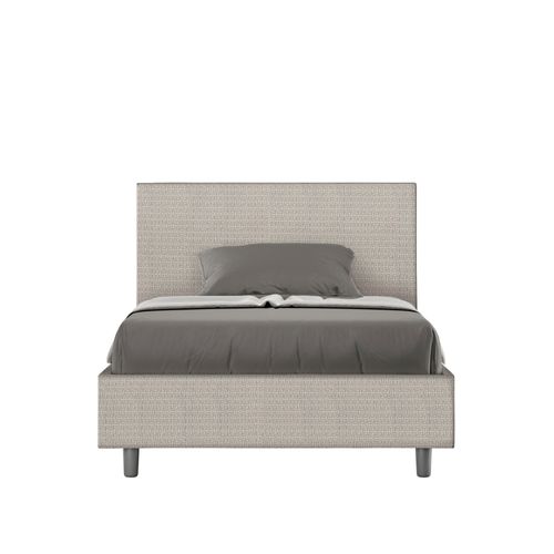 Lit 1 Place Et Demi Coffre Rembourré 120x190 Tissu Labirinto 1 Blanc Adele