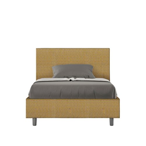 Lit 1 Place Et Demi Coffre Rembourré 120x190 Tissu Labirinto 6 Jaune Adele