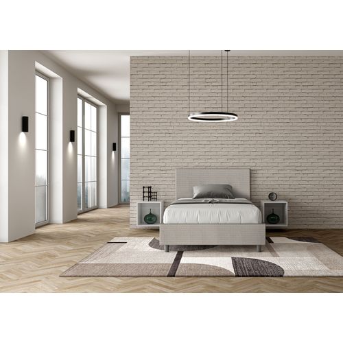 Lit 1 Place Et Demi Avec Sommier Rembourré 120x210 Tissu Labirinto 1 Blanc Adele