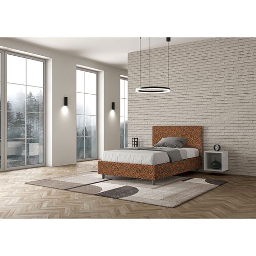 Lit 1 Place Et Demi Sans Sommier Rembourré 120x210 Tissu Era 4 Orange Adele