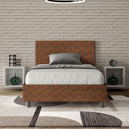 Lit 1 Place Et Demi Sans Sommier Rembourré 120x210 Tissu Era 4 Orange Adele