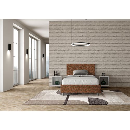 Lit 1 Place Et Demi Sans Sommier Rembourré 120x210 Tissu Era 4 Orange Adele