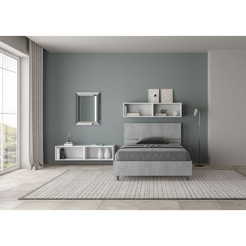 Lit 1 Place Et Demi Sans Sommier 120x200 Tête De Lit Droite Gris Béton Demas