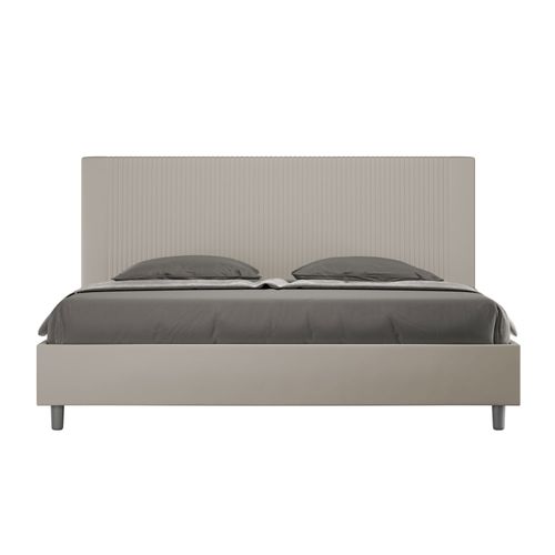 Lit King Size Avec Sommier Rembourré 180x210 Similicuir Taupe Goya