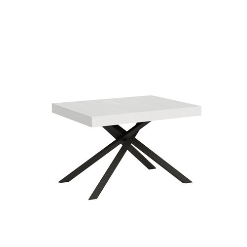 Table Extensible 80x120/204 Cm Karida Frêne Blanc Pieds Anthracite