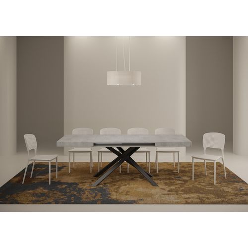 Table Extensible 80x120/204 Cm Karida Gris Béton Pieds Anthracite