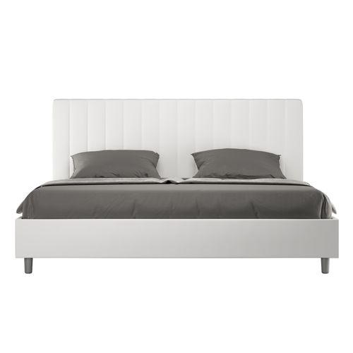 Lit King Size Avec Sommier Rembourré 180x210 Similicuir Blanc Agueda