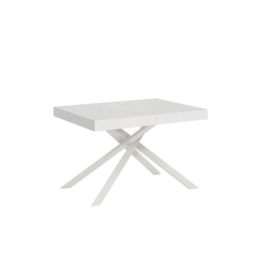 Table Extensible 80x120/204 Cm Karida Frêne Blanc Pieds Blancs