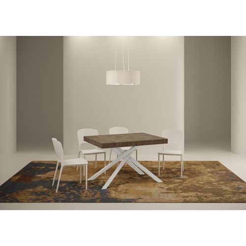 Table Extensible 90x130/234 Cm Karida Noyer Pieds Blancs