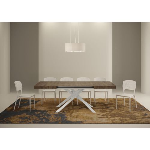Table Extensible 90x130/234 Cm Karida Noyer Pieds Blancs