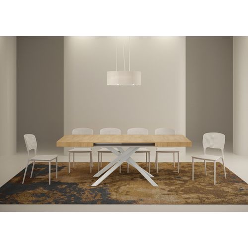 Table Extensible 90x130/234 Cm Karida Chêne Nature Pieds Blancs