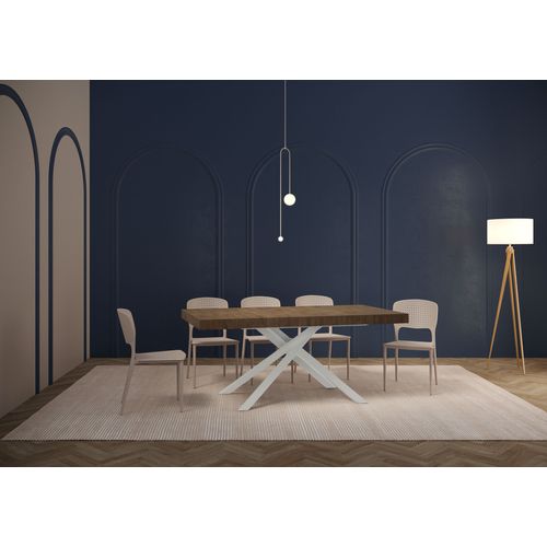 Table Extensible 90x160/264 Cm Karida Noyer Pieds Blancs