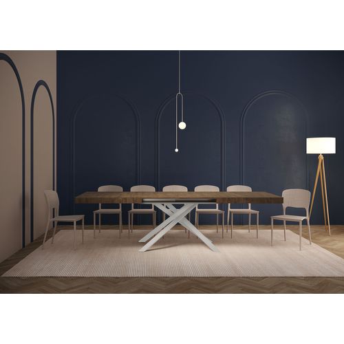 Table Extensible 90x160/264 Cm Karida Noyer Pieds Blancs