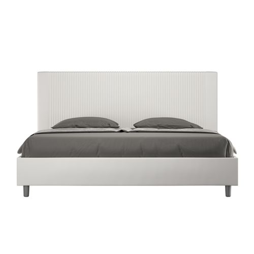 Lit King Size Sans Sommier Rembourré 200x200 Similicuir Blanc Goya