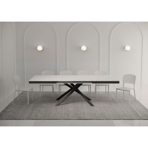 Table Extensible 90x160/264 Cm Karida Evolution Frêne Blanc Cadre Anthracite