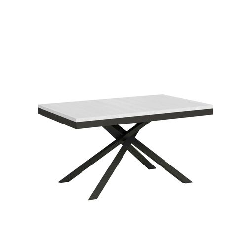 Table Extensible 90x160/264 Cm Karida Evolution Frêne Blanc Cadre Anthracite