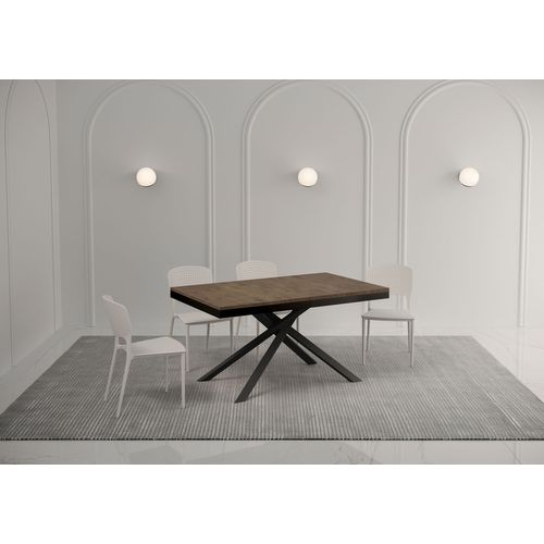 Table Extensible 90x160/264 Cm Karida Evolution Noyer Cadre Anthracite