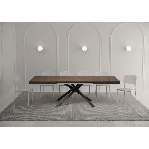Table Extensible 90x160/264 Cm Karida Evolution Noyer Cadre Anthracite