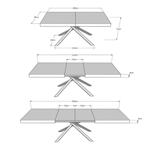 Table Extensible 90x180/284 Cm Karida Evolution Chêne Nature Cadre Anthracite